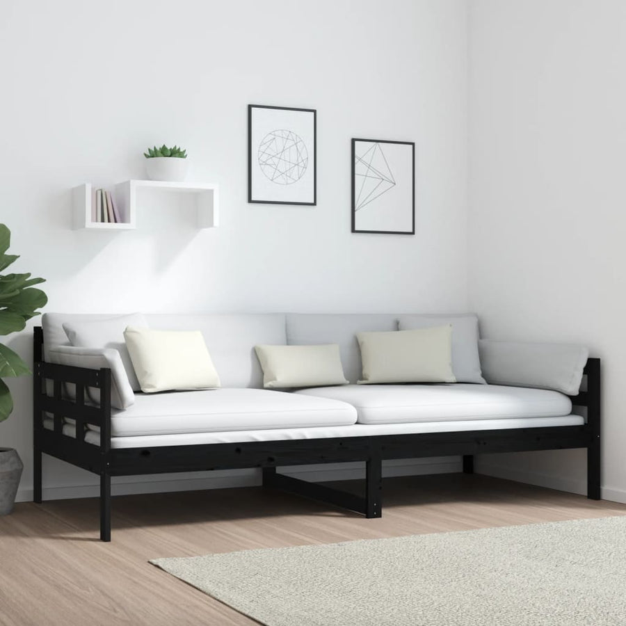 Slaapbank Massief Grenenhout Zwart 90X200 Cm