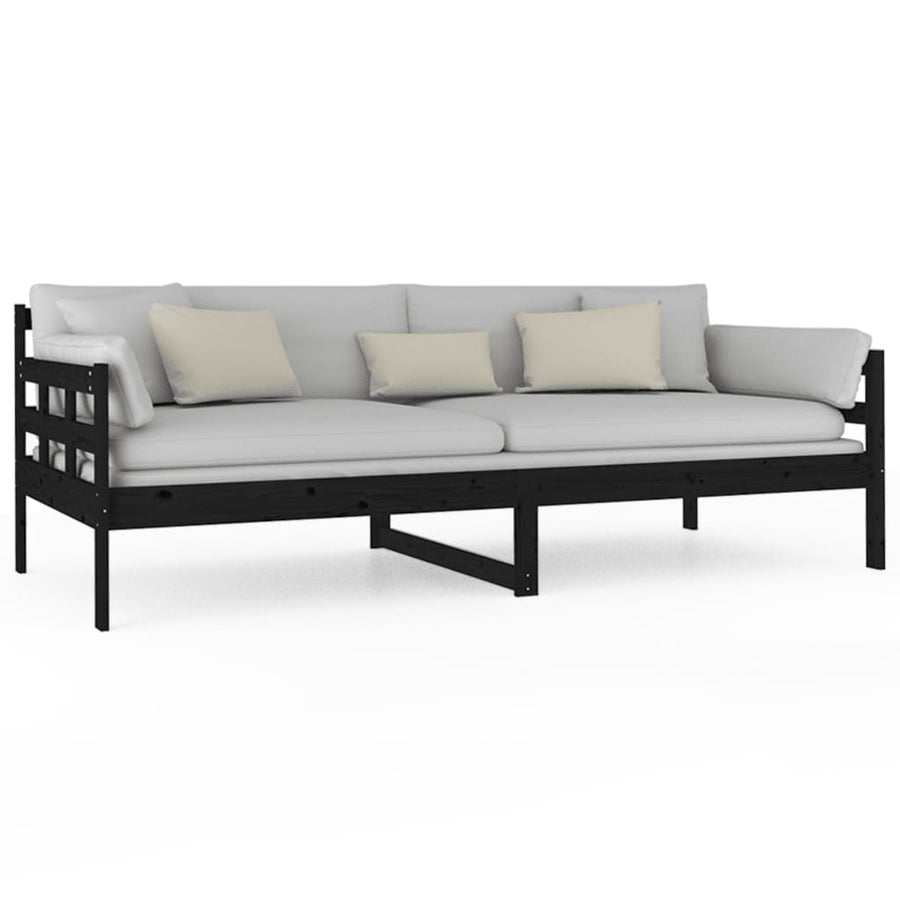 Slaapbank Massief Grenenhout Zwart 90X200 Cm
