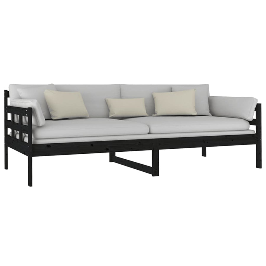 Slaapbank Massief Grenenhout Zwart 90X200 Cm