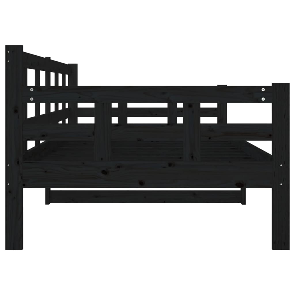 Slaapbank Massief Grenenhout Zwart 90X200 Cm