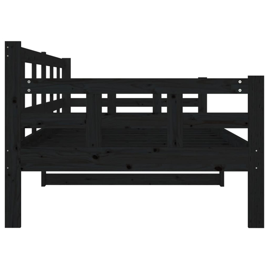 Slaapbank Massief Grenenhout Zwart 90X200 Cm