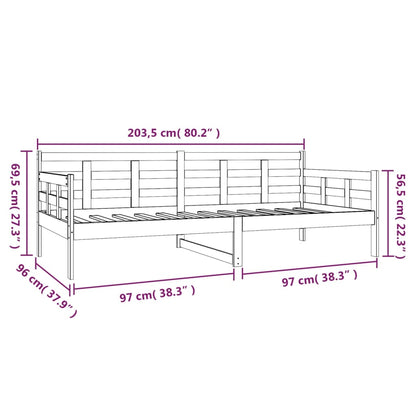 Slaapbank Massief Grenenhout Zwart 90X200 Cm