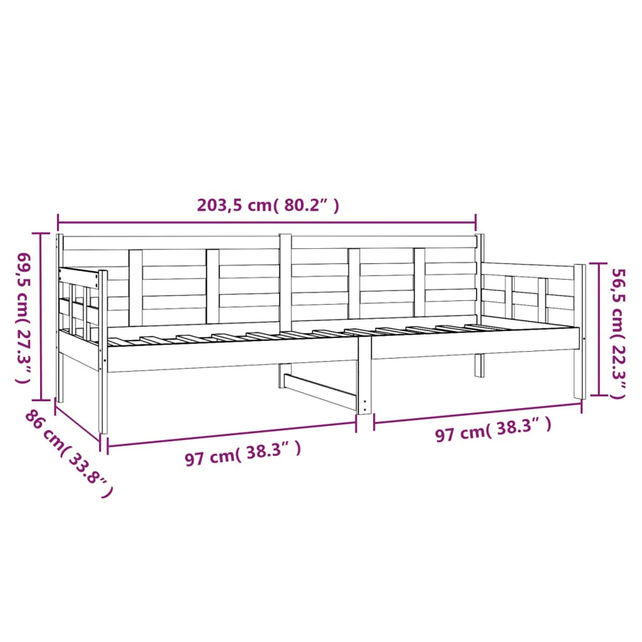 Slaapbank Massief Grenenhout 80X200 Cm