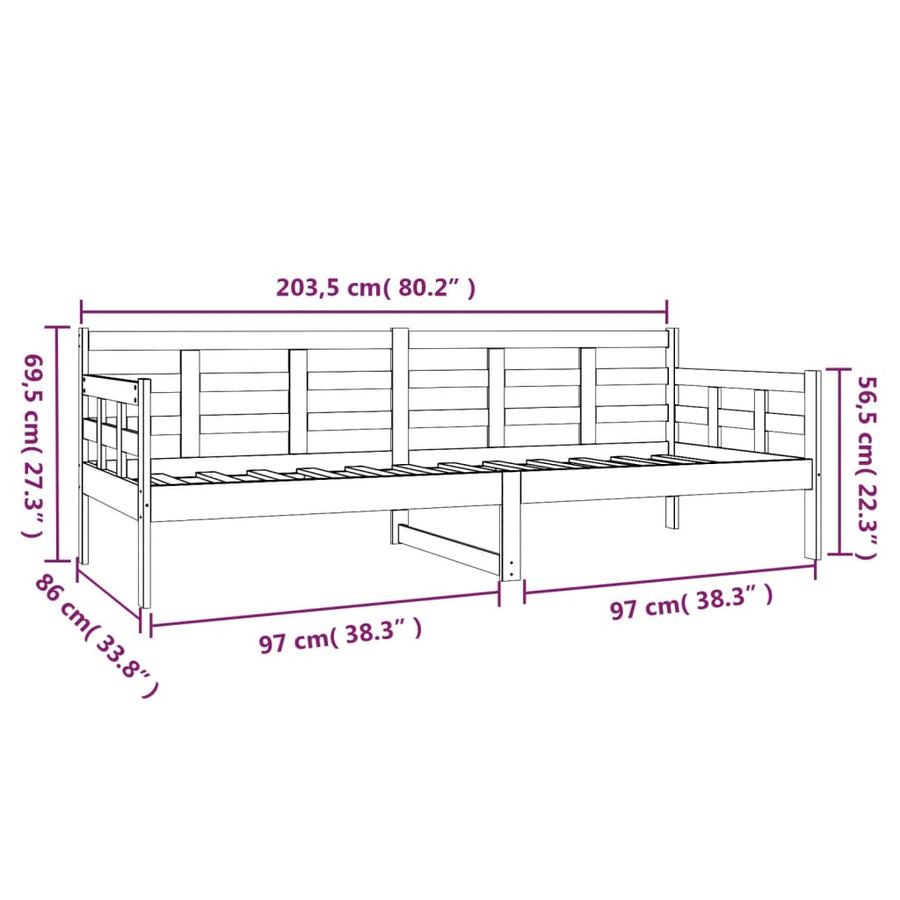 Slaapbank Massief Grenenhout Wit 80X200 Cm