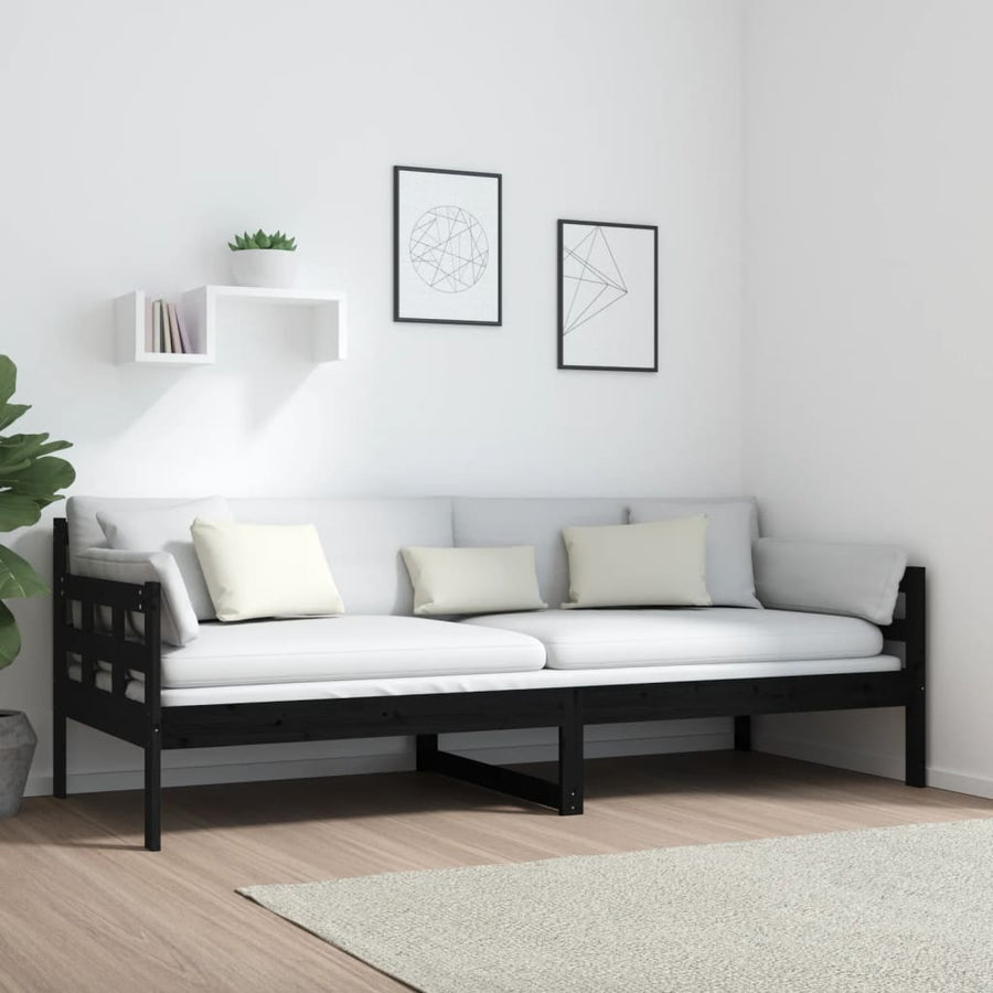 Slaapbank Massief Grenenhout Zwart 80X200 Cm