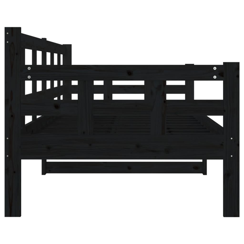 Slaapbank Massief Grenenhout Zwart 80X200 Cm