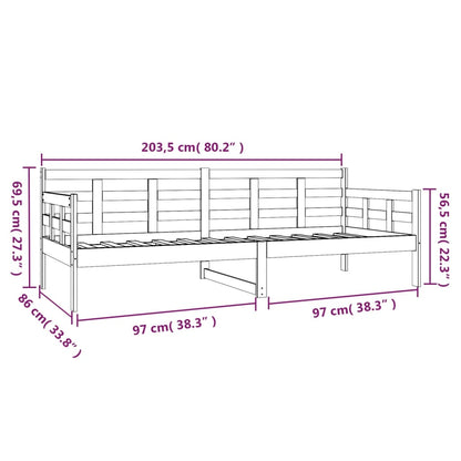 Slaapbank Massief Grenenhout Zwart 80X200 Cm