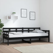 Slaapbank massief grenenhout 80x200 cm zwart