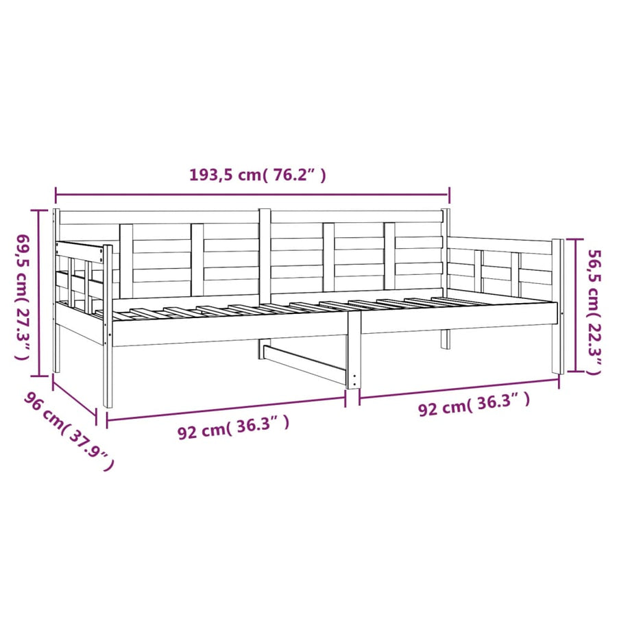 Slaapbank Massief Grenenhout Wit 90X190 Cm