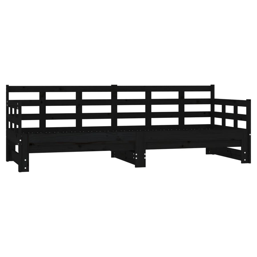 Slaapbank Uitschuifbaar Massief Grenenhout Zwart 2X(90X190) Cm