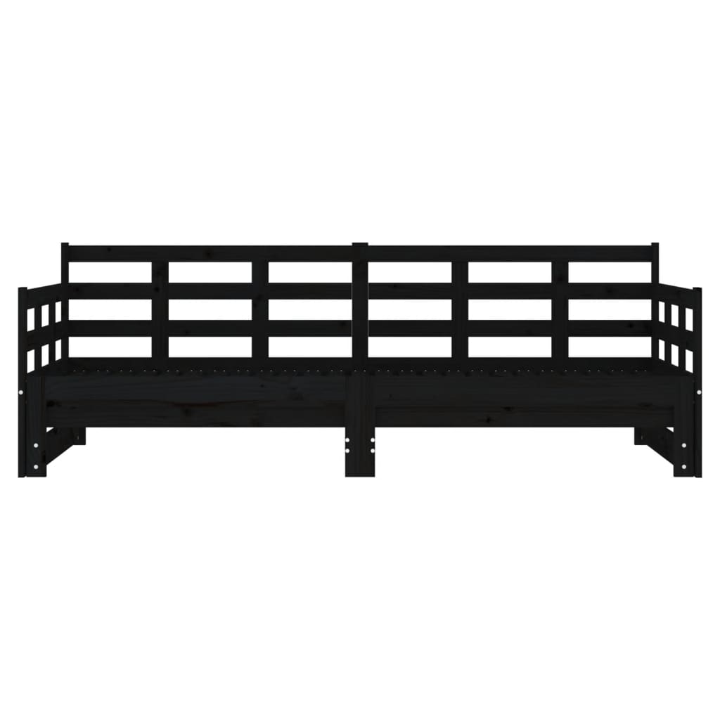 Slaapbank Uitschuifbaar Massief Grenenhout Zwart 2X(90X190) Cm