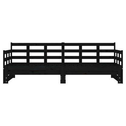 Slaapbank Uitschuifbaar Massief Grenenhout Zwart 2X(90X190) Cm