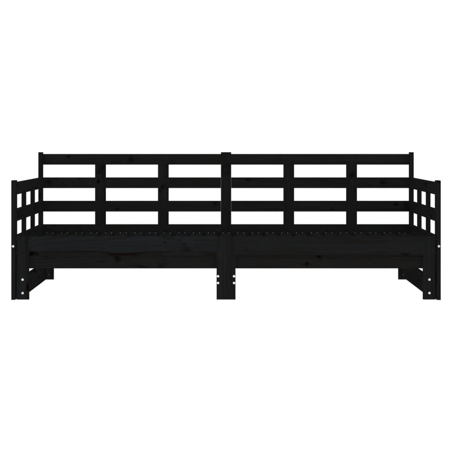 Slaapbank Uitschuifbaar Massief Grenenhout Zwart 2X(90X190) Cm