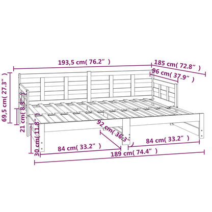 Slaapbank Uitschuifbaar Massief Grenenhout Zwart 2X(90X190) Cm
