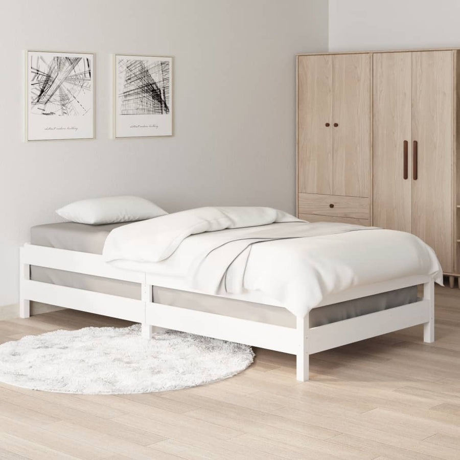 Bed Stapelbaar 100X200 Cm Massief Grenenhout Wit