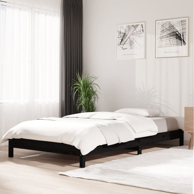 Bed Stapelbaar 100X200 Cm Massief Grenenhout Zwart