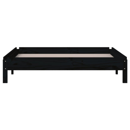 Bed Stapelbaar 90X200 Cm Massief Grenenhout Zwart