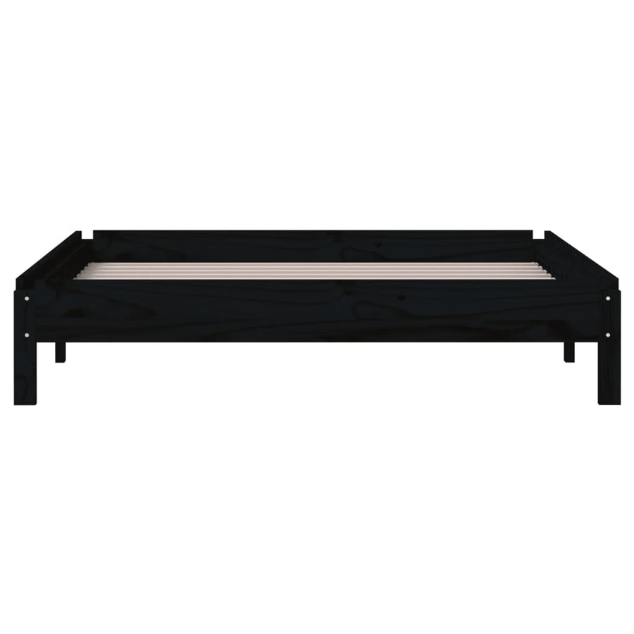 Bed Stapelbaar 90X200 Cm Massief Grenenhout Zwart
