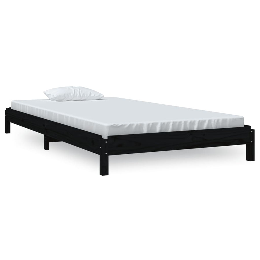 Bed Stapelbaar 80X200 Cm Massief Grenenhout Zwart