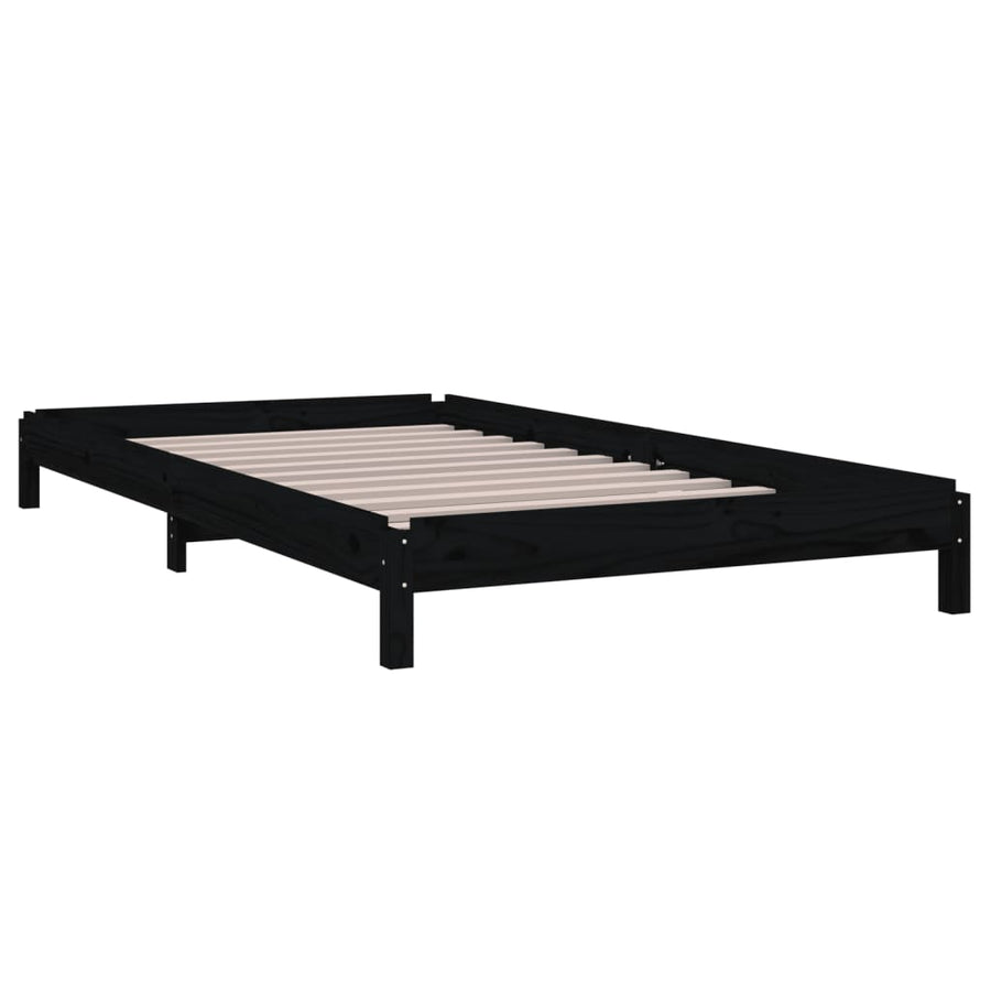 Bed Stapelbaar 80X200 Cm Massief Grenenhout Zwart