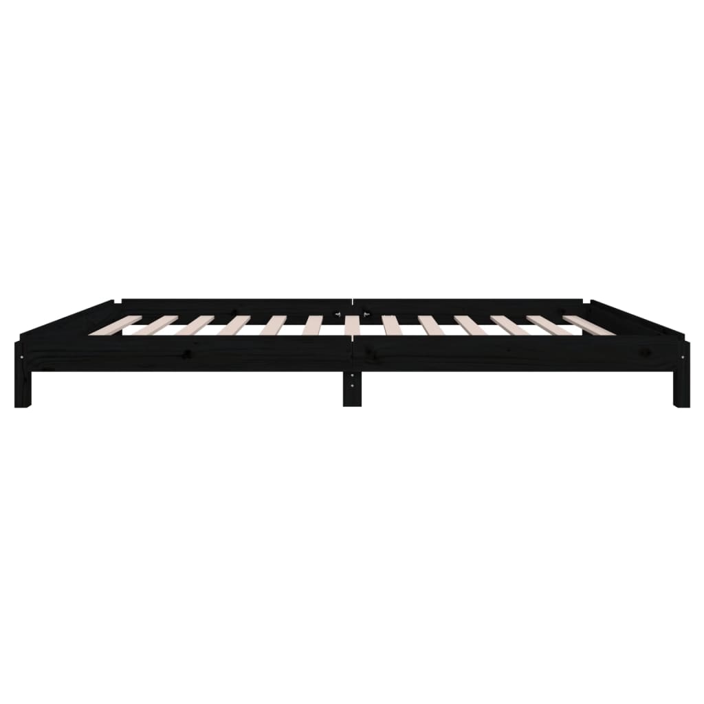 Bed Stapelbaar 80X200 Cm Massief Grenenhout Zwart