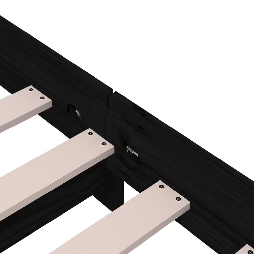 Bed Stapelbaar 80X200 Cm Massief Grenenhout Zwart
