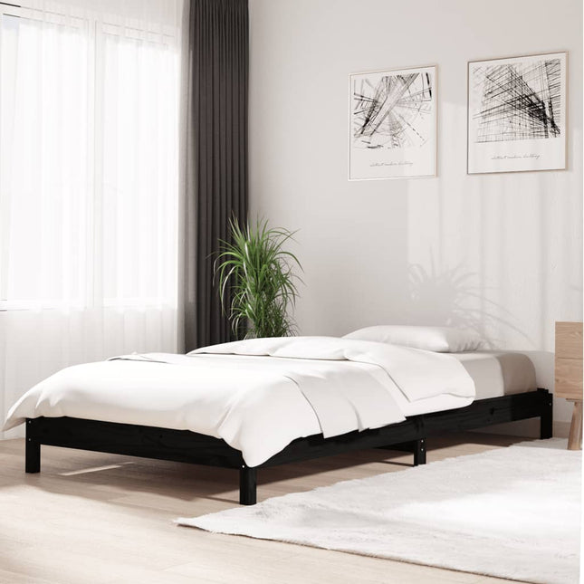 Bed Stapelbaar 80X200 Cm Massief Grenenhout Zwart