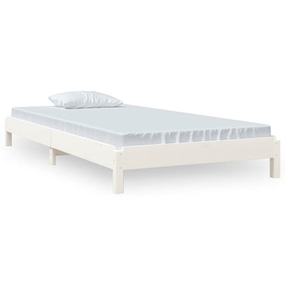 Bed Stapelbaar 90X190 Cm Massief Grenenhout Wit