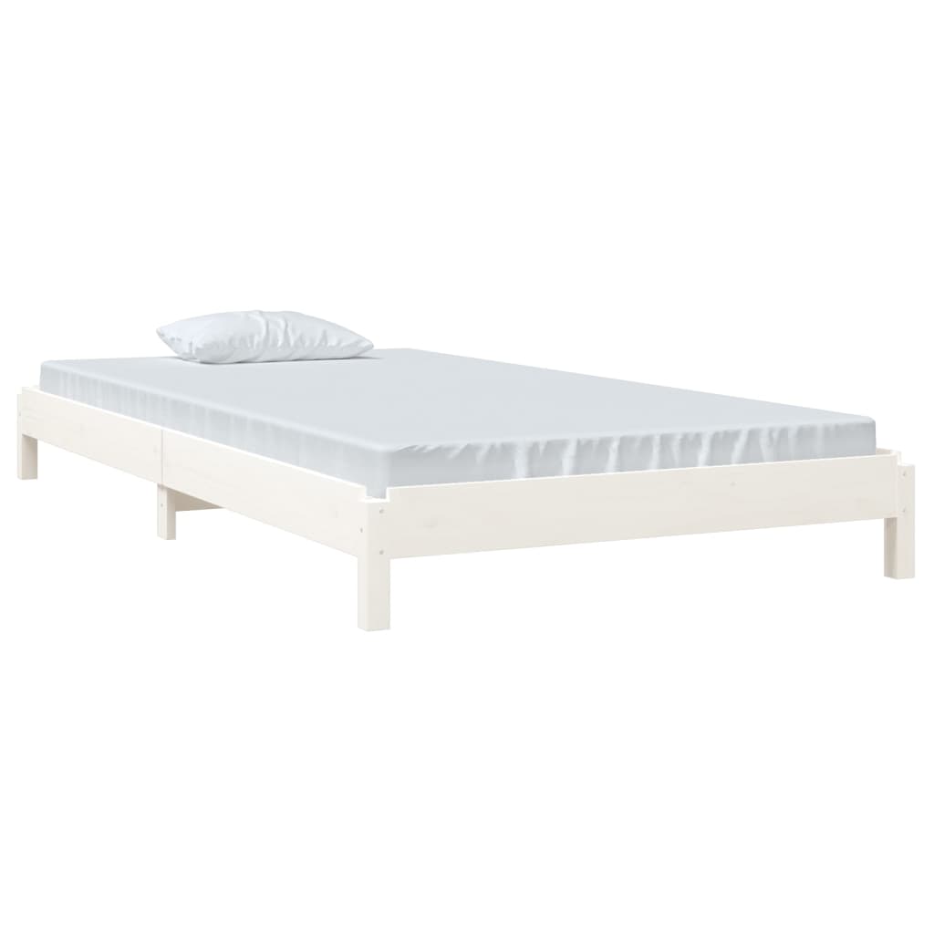 Bed Stapelbaar 90X190 Cm Massief Grenenhout Wit