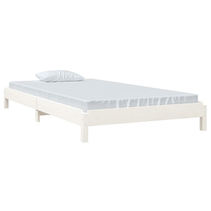 Bed Stapelbaar 90X190 Cm Massief Grenenhout Wit