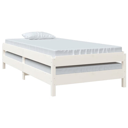 Bed Stapelbaar 90X190 Cm Massief Grenenhout Wit