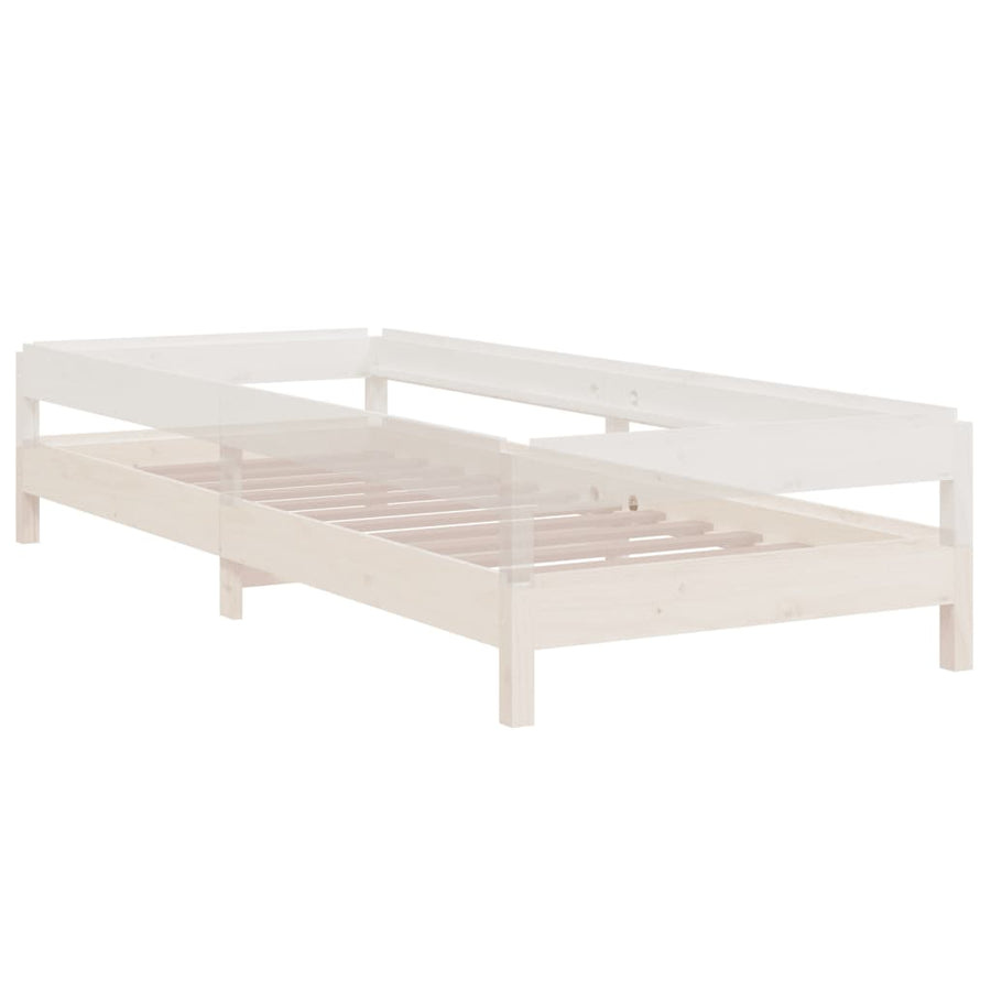 Bed Stapelbaar 90X190 Cm Massief Grenenhout Wit