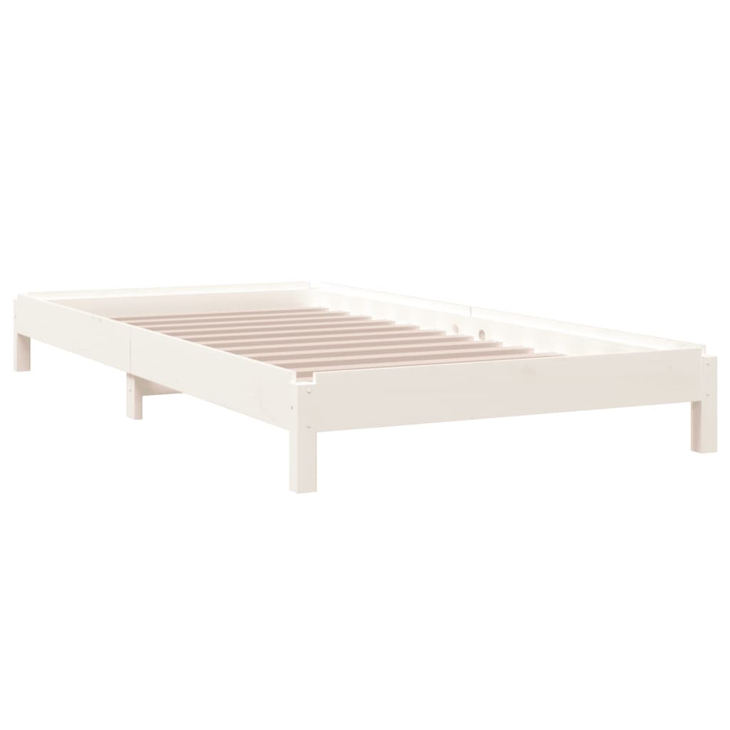 Bed Stapelbaar 90X190 Cm Massief Grenenhout Wit