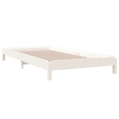 Bed Stapelbaar 90X190 Cm Massief Grenenhout Wit