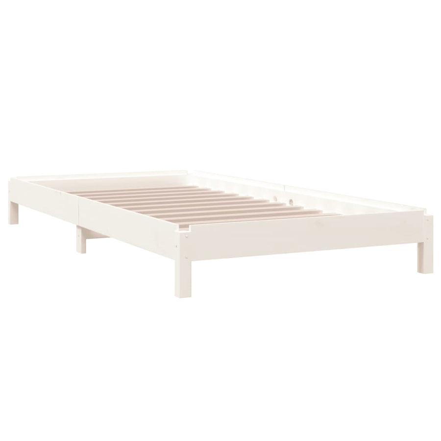 Bed Stapelbaar 90X190 Cm Massief Grenenhout Wit