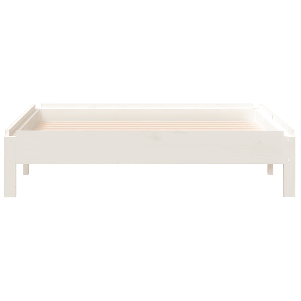 Bed Stapelbaar 90X190 Cm Massief Grenenhout Wit