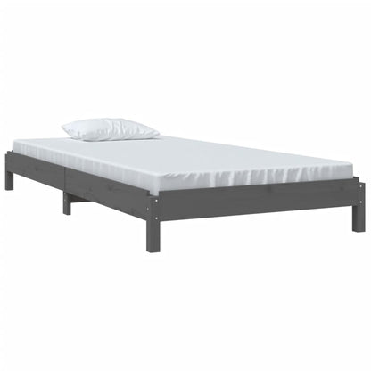 Bed Stapelbaar 75X190 Cm Massief Grenenhout Grijs