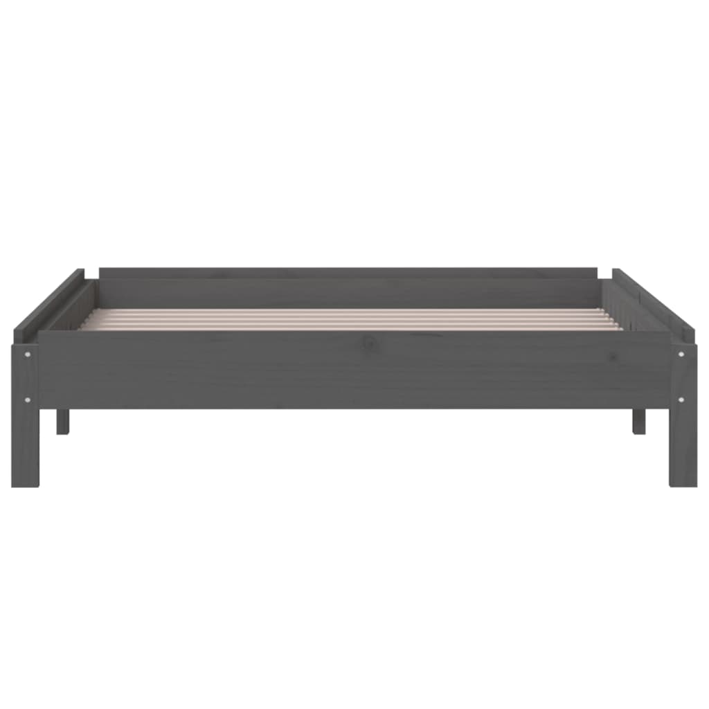 Bed Stapelbaar 75X190 Cm Massief Grenenhout Grijs