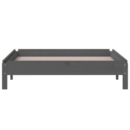 Bed Stapelbaar 75X190 Cm Massief Grenenhout Grijs
