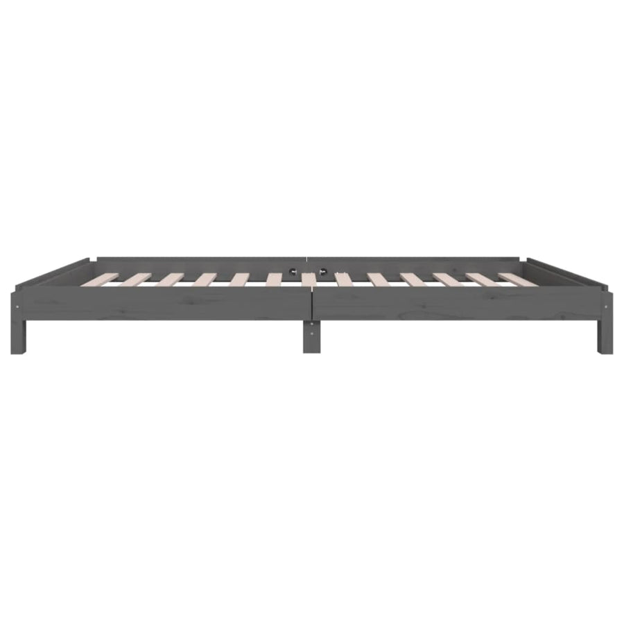 Bed Stapelbaar 75X190 Cm Massief Grenenhout Grijs