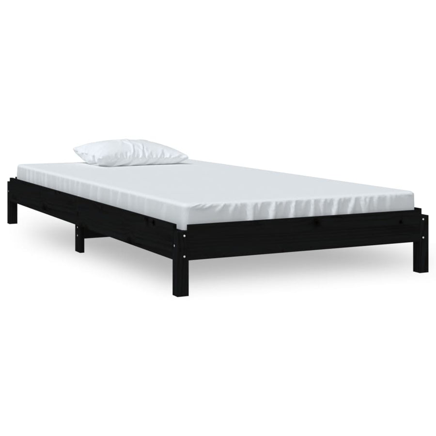 Bed Stapelbaar 75X190 Cm Massief Grenenhout Zwart