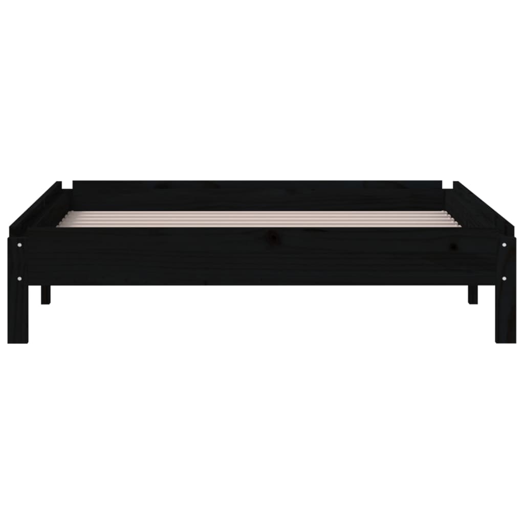 Bed Stapelbaar 75X190 Cm Massief Grenenhout Zwart