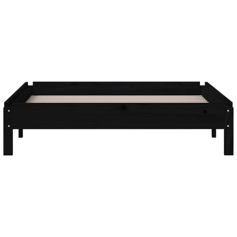 Bed Stapelbaar 75X190 Cm Massief Grenenhout Zwart
