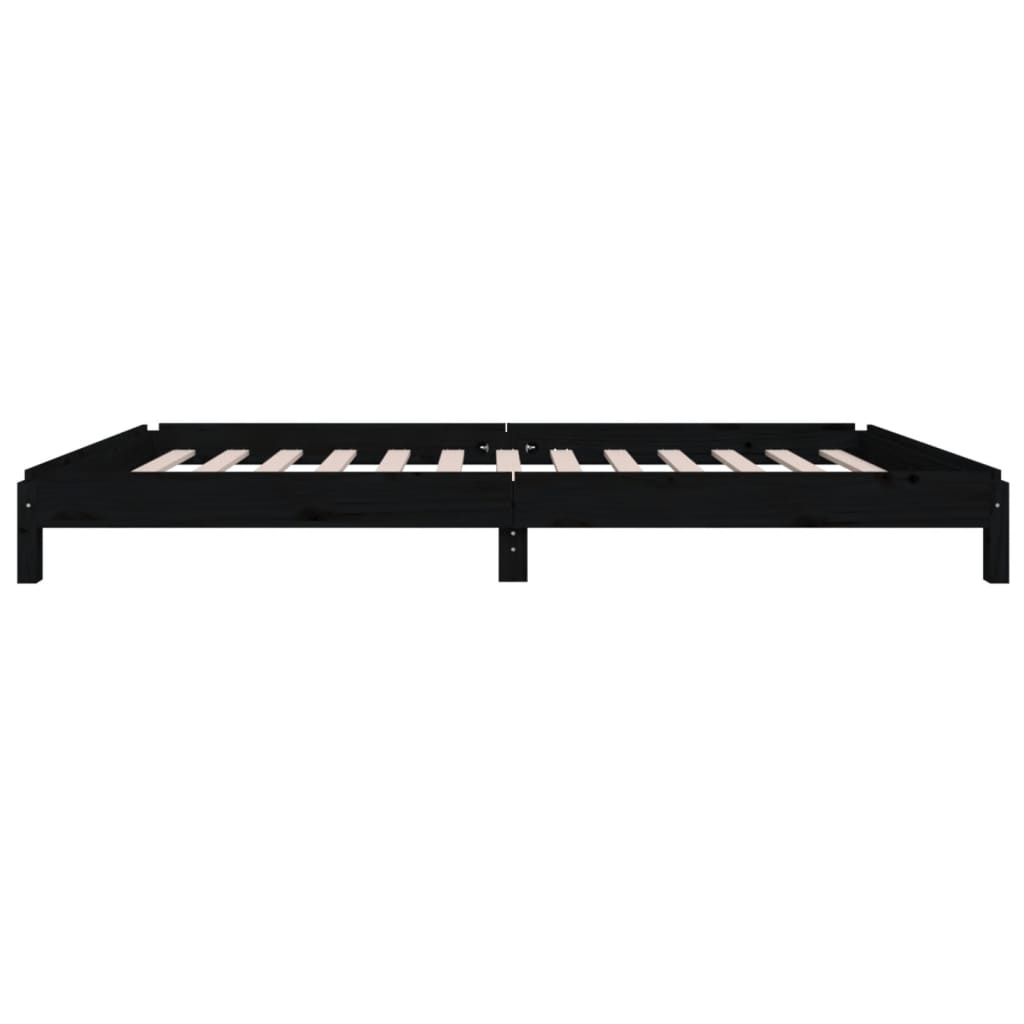 Bed Stapelbaar 75X190 Cm Massief Grenenhout Zwart