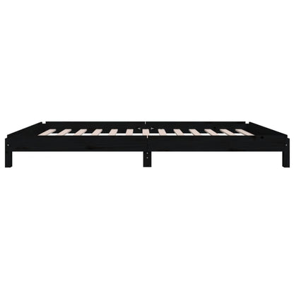 Bed Stapelbaar 75X190 Cm Massief Grenenhout Zwart
