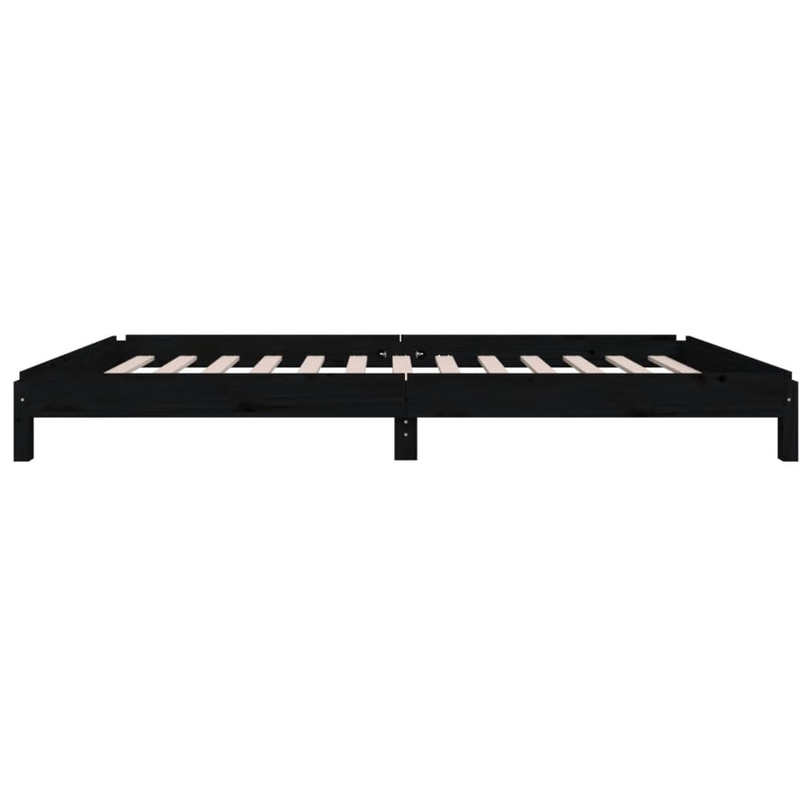 Bed Stapelbaar 75X190 Cm Massief Grenenhout Zwart