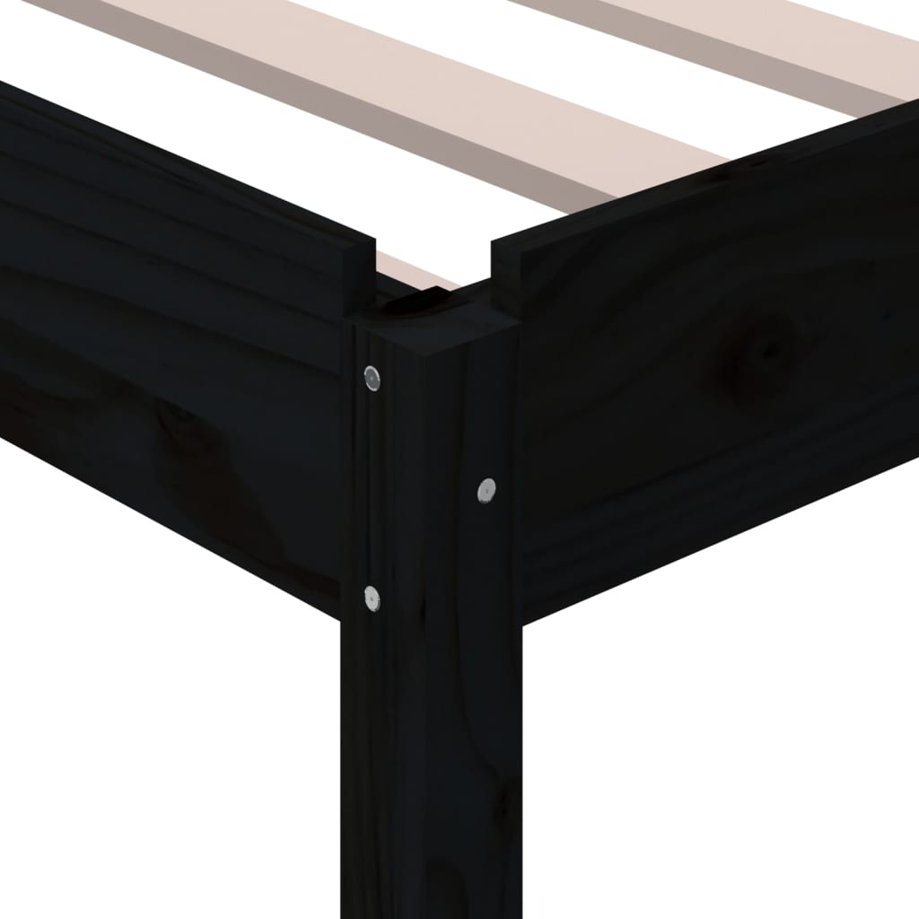 Bed Stapelbaar 75X190 Cm Massief Grenenhout Zwart