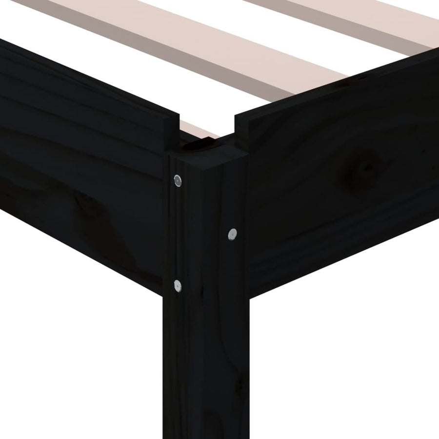 Bed Stapelbaar 75X190 Cm Massief Grenenhout Zwart