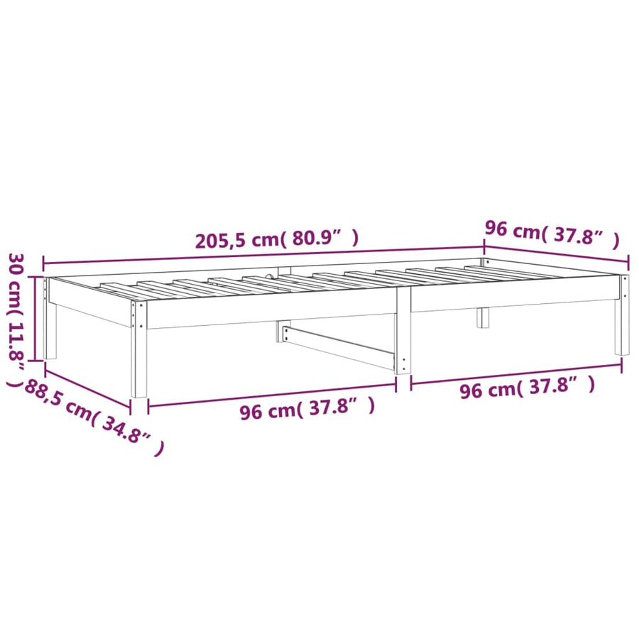 Slaapbank Massief Grenenhout 90 x 200 cm Wit
