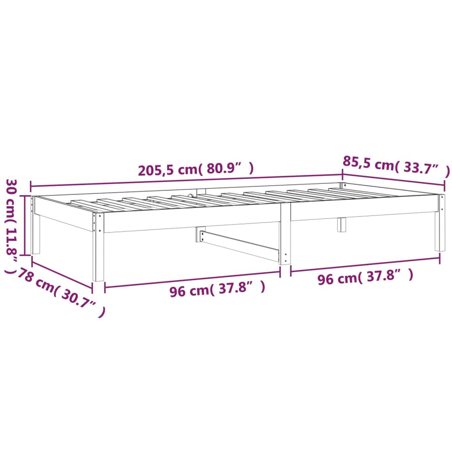 Slaapbank Massief Grenenhout 80 x 200 cm Wit